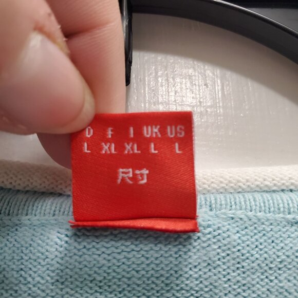 Esprit Womens Y2K Baby Blue White Trim Preppy Academia Long Sleeve Knit Top US L - Picture 5 of 7